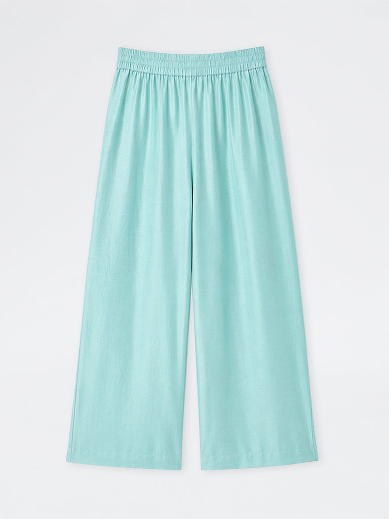 Diza Aqua Solid Palazzos