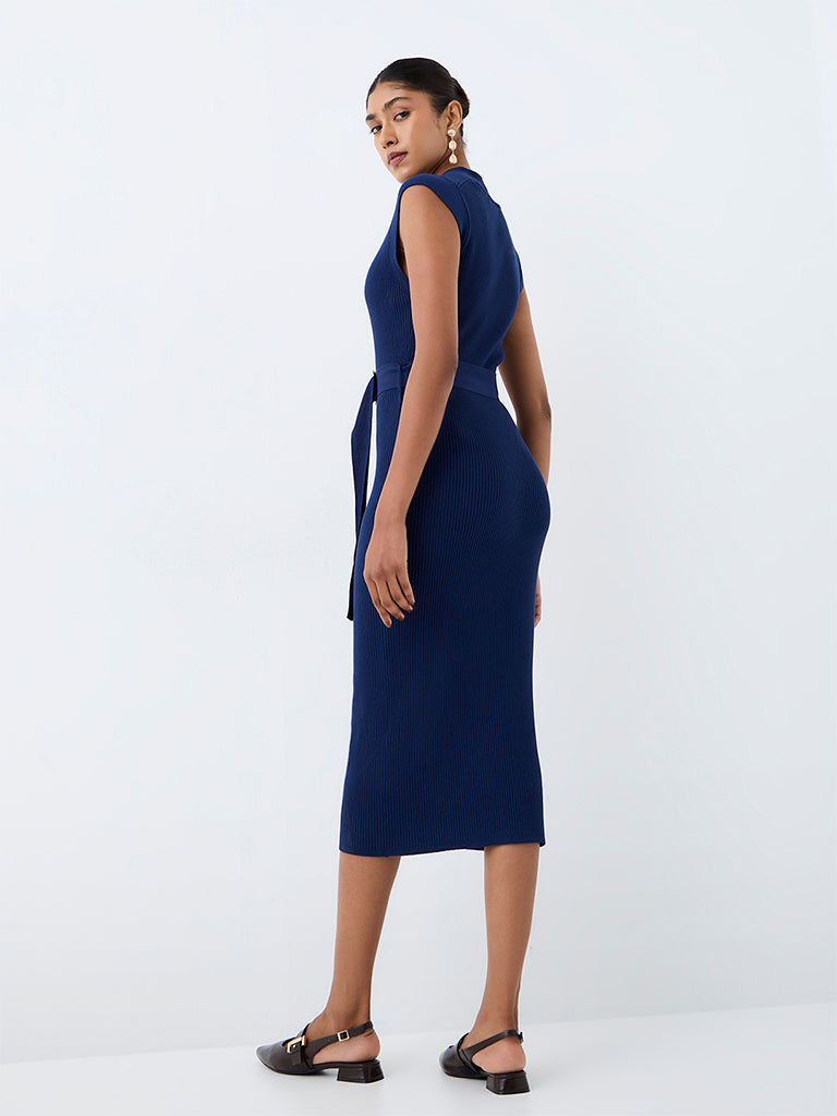 Wardrobe Teal Ribbed Midi Bodycon Dress
