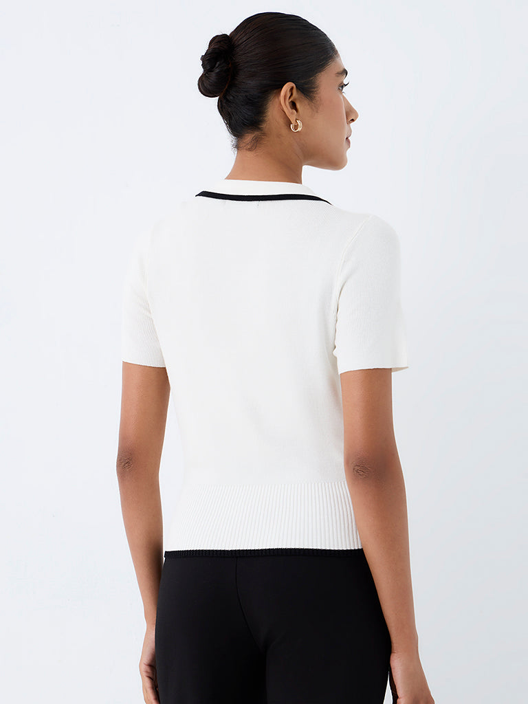 Wardrobe White Ribbed-Textured Top