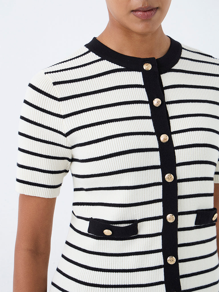 Wardrobe Off-White Striped Cardigan