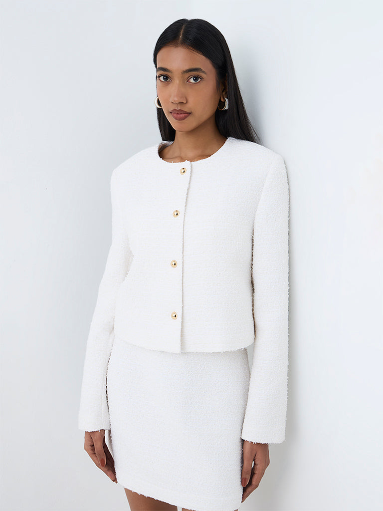 Wardrobe Ivory Textured Tweed Jacket