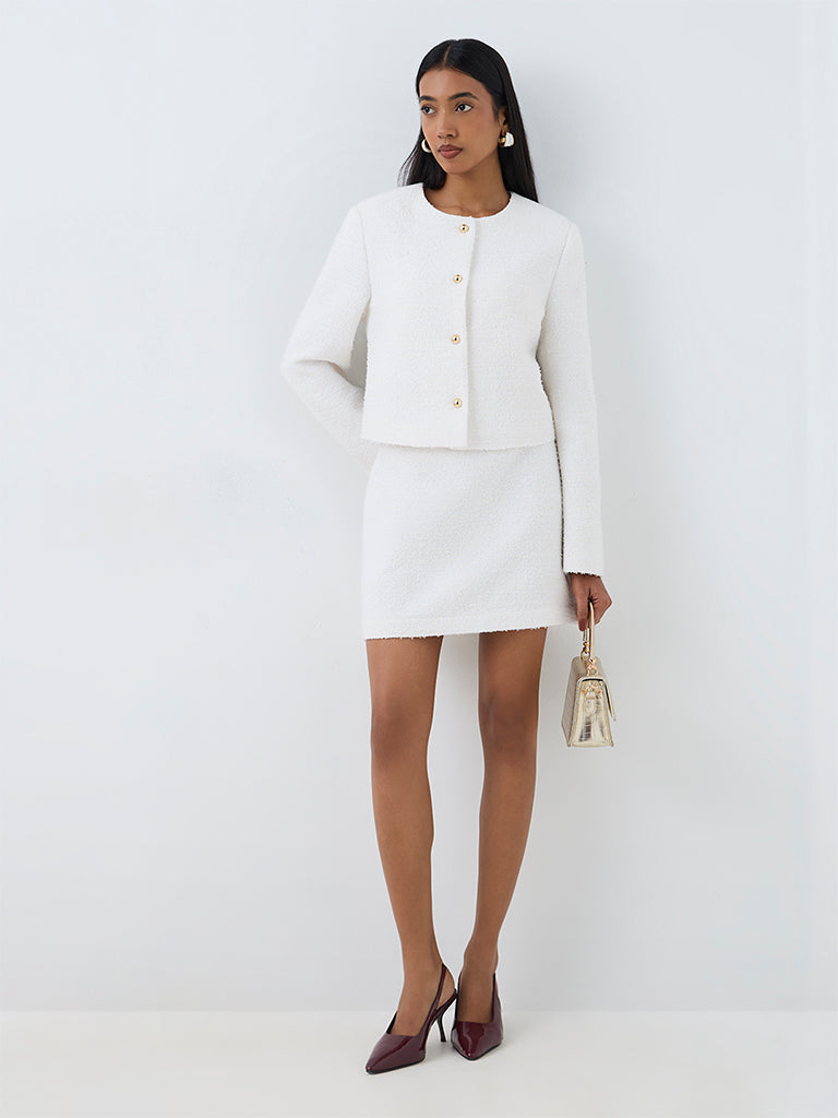 Wardrobe Ivory Textured Tweed Jacket