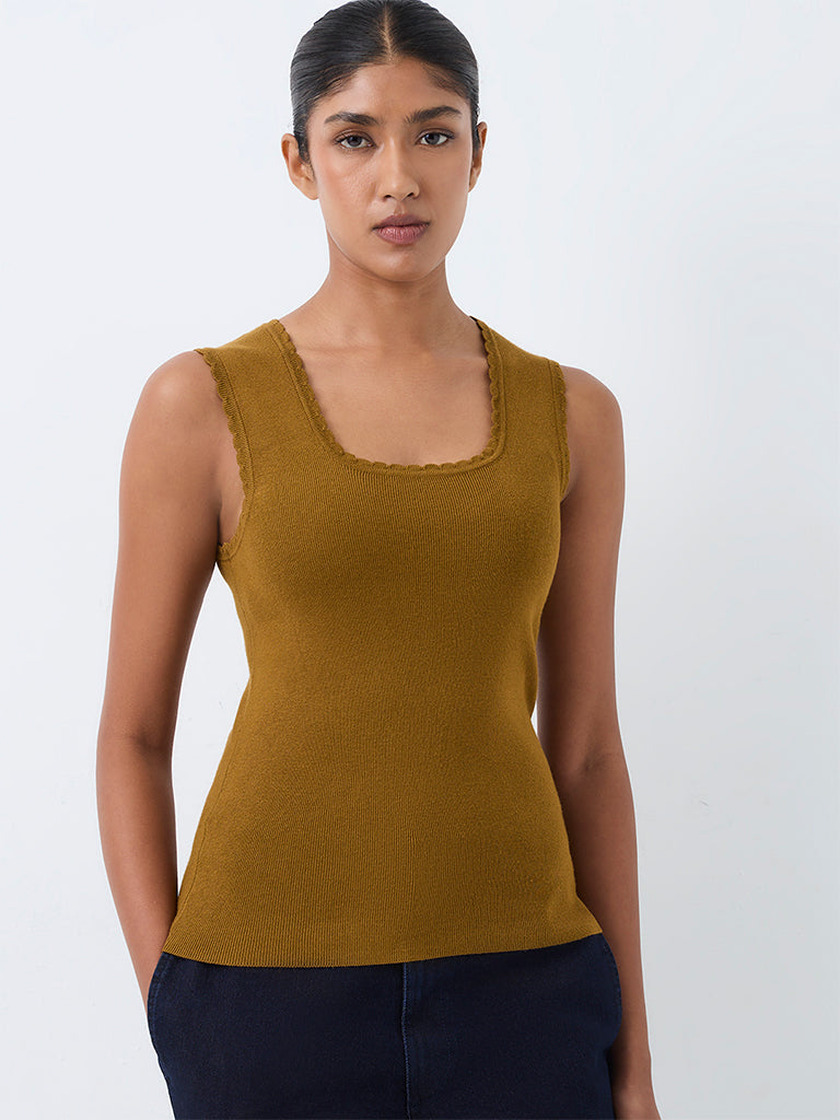Wardrobe Dark Mustard Knitted Top