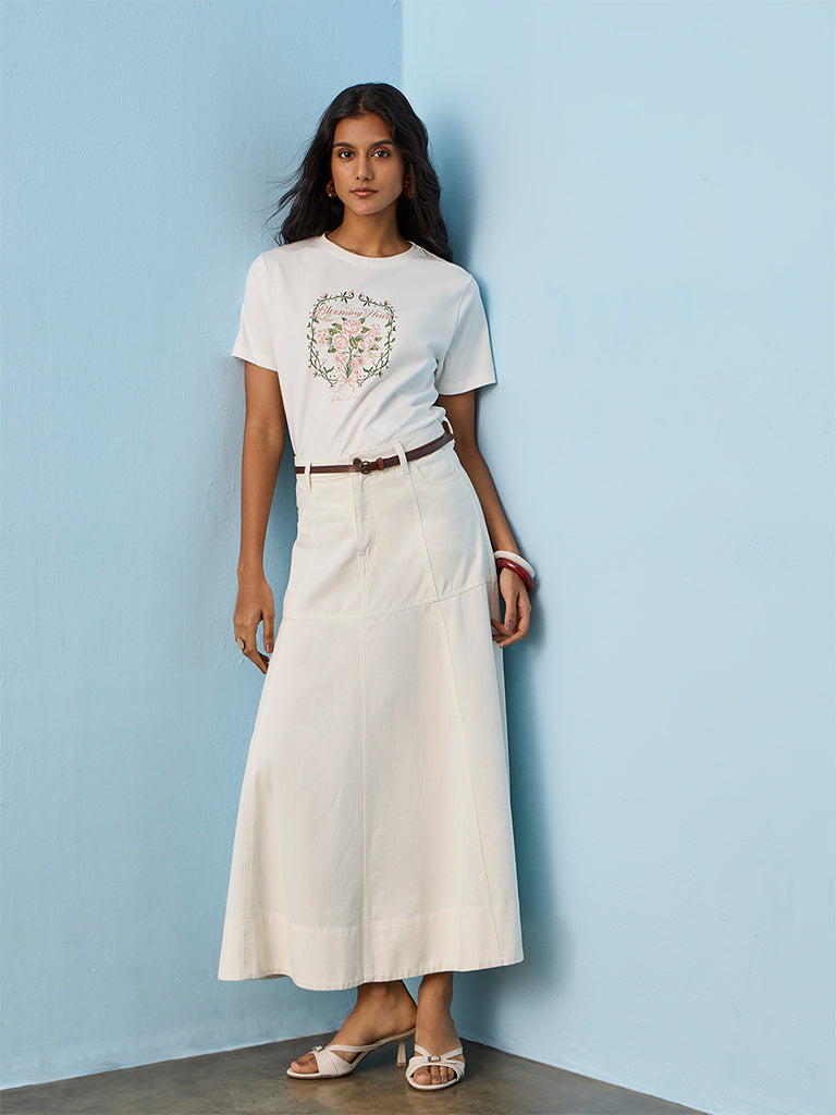 LOV White Floral Printed T-Shirt