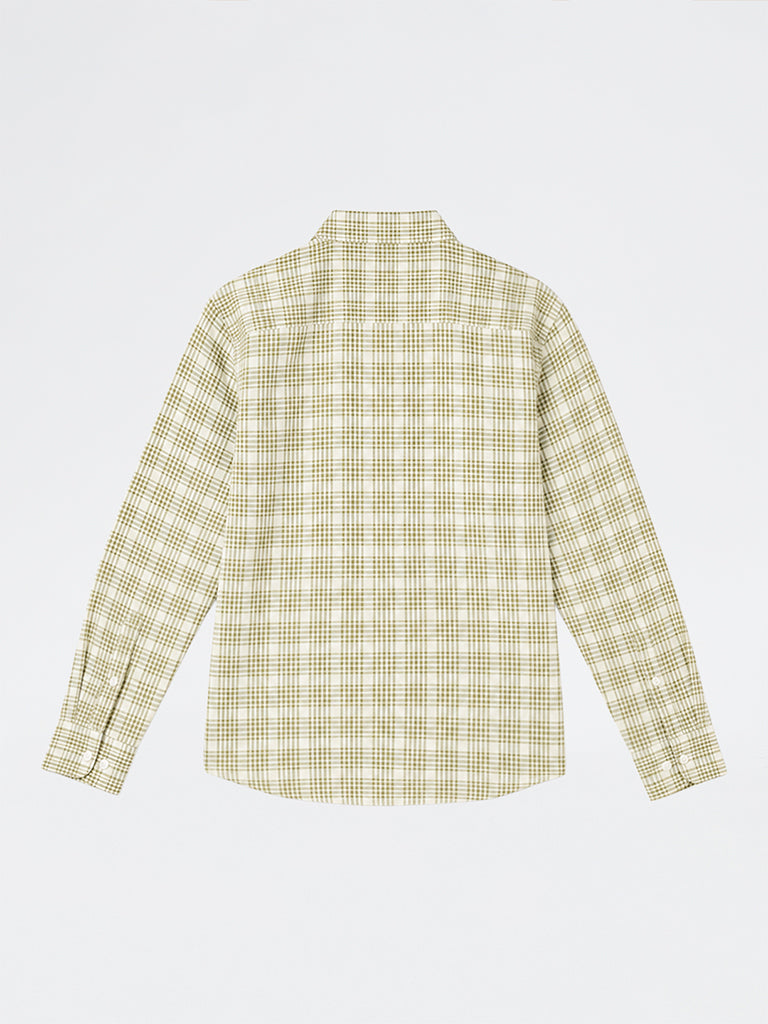 WES Casuals Green Checkered Relaxed-Fit Cotton-Blend Shirt