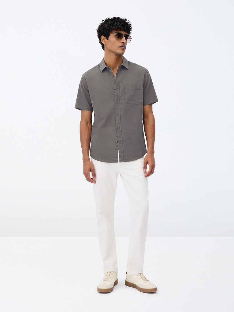 WES Casuals Dark Grey Relaxed-Fit Shirt