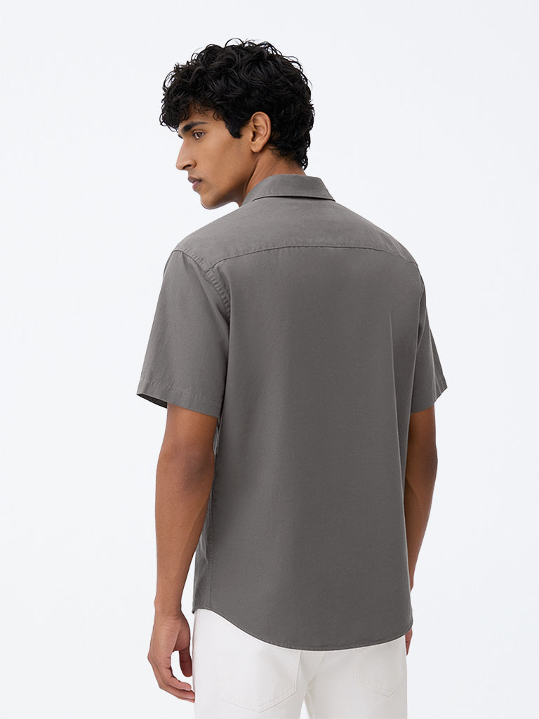 WES Casuals Dark Grey Relaxed-Fit Shirt