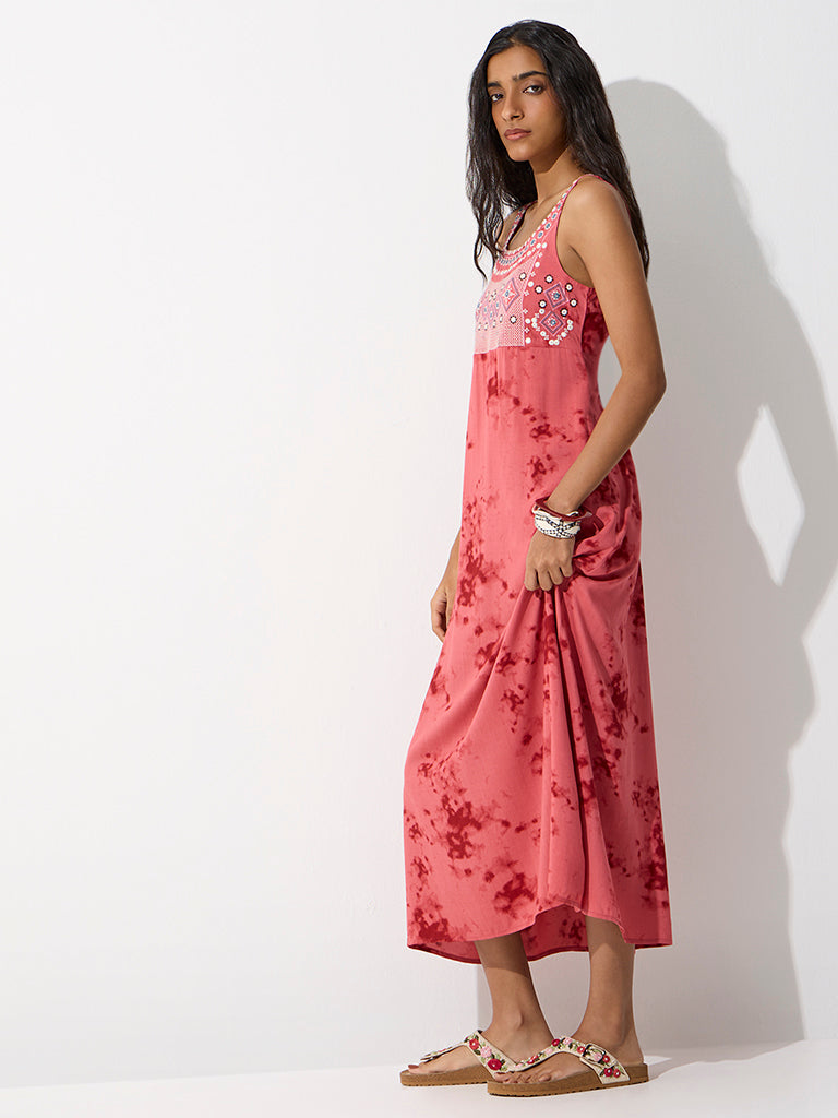 Bombay Paisley Pink Tie-Dye Pattern A-Line Dress