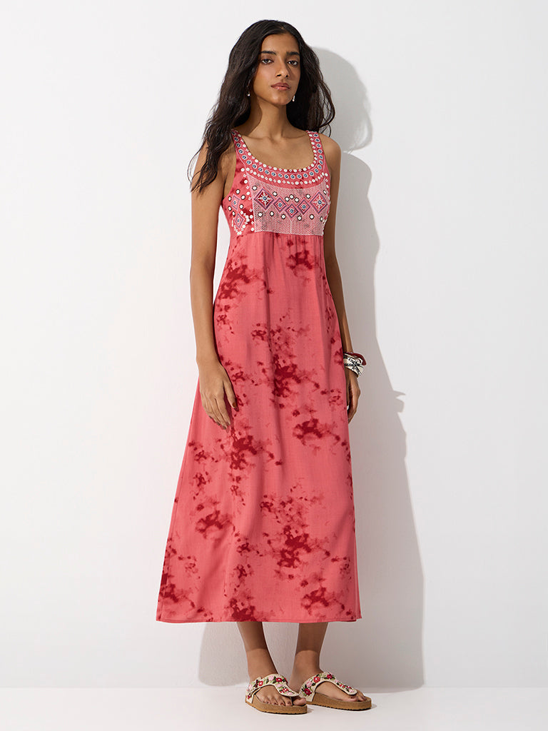 Bombay Paisley Pink Tie-Dye Pattern A-Line Dress