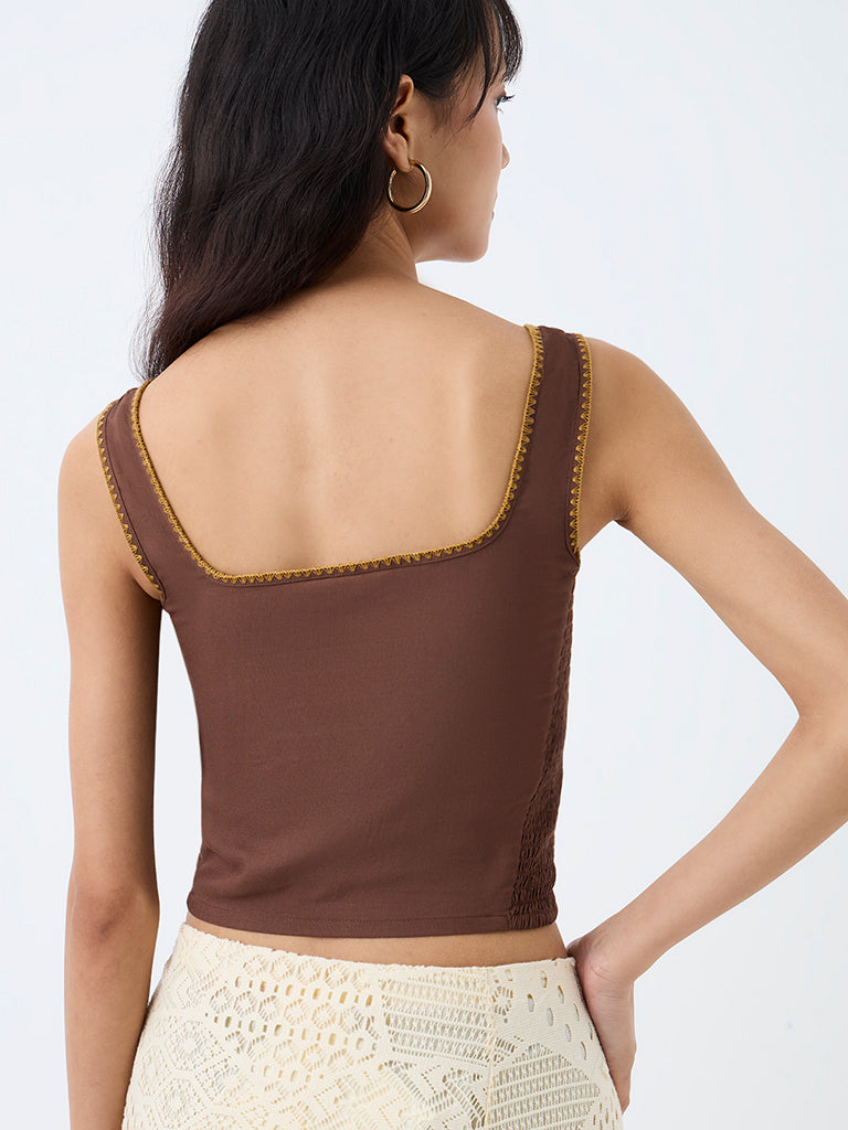 Bombay Paisley Brown Tie-Up Design Top