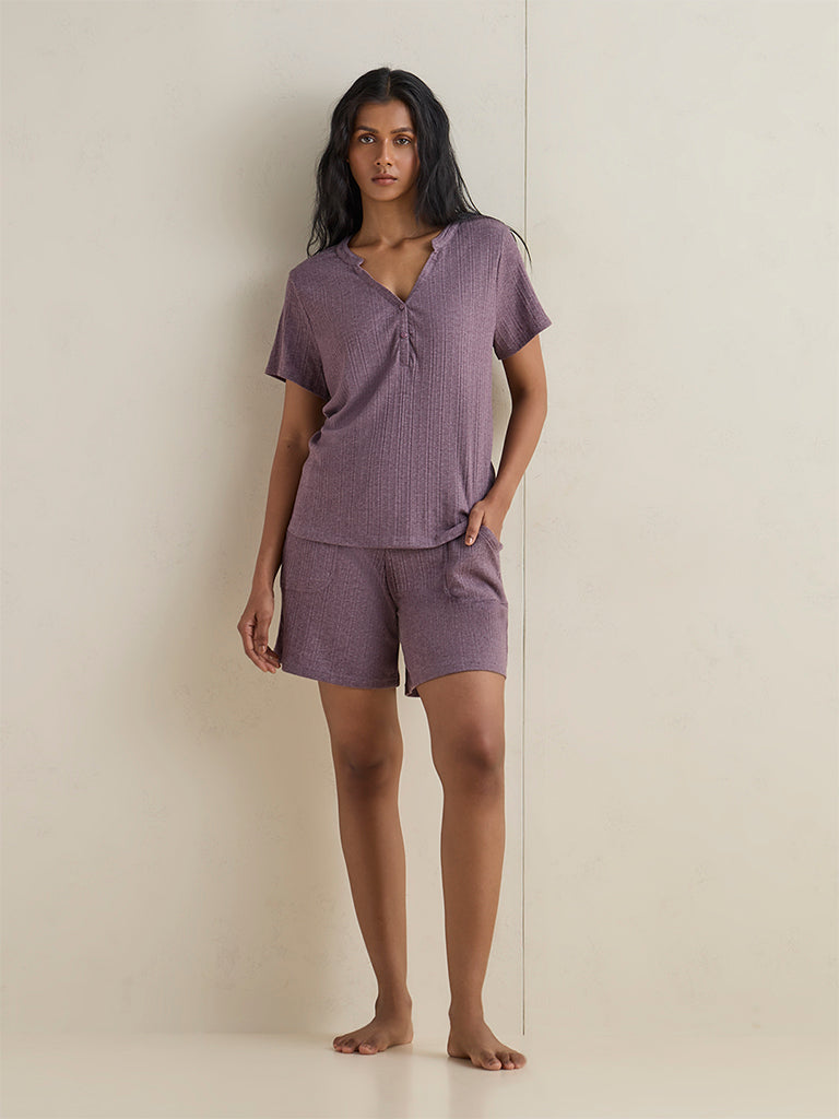 Wunderlove Dusty Mauve Ribbed Top