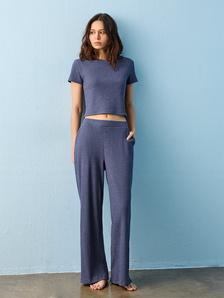 Superstar Dusty Blue Waffle-Textured Cotton T-Shirt