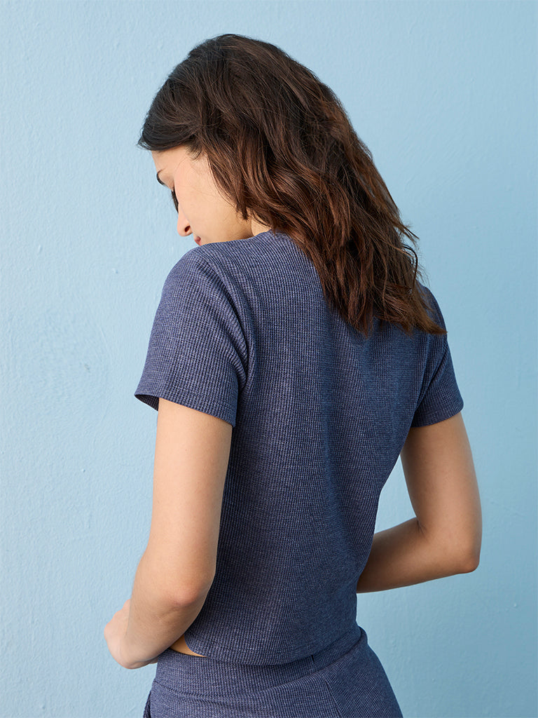 Superstar Dusty Blue Waffle-Textured Cotton T-Shirt
