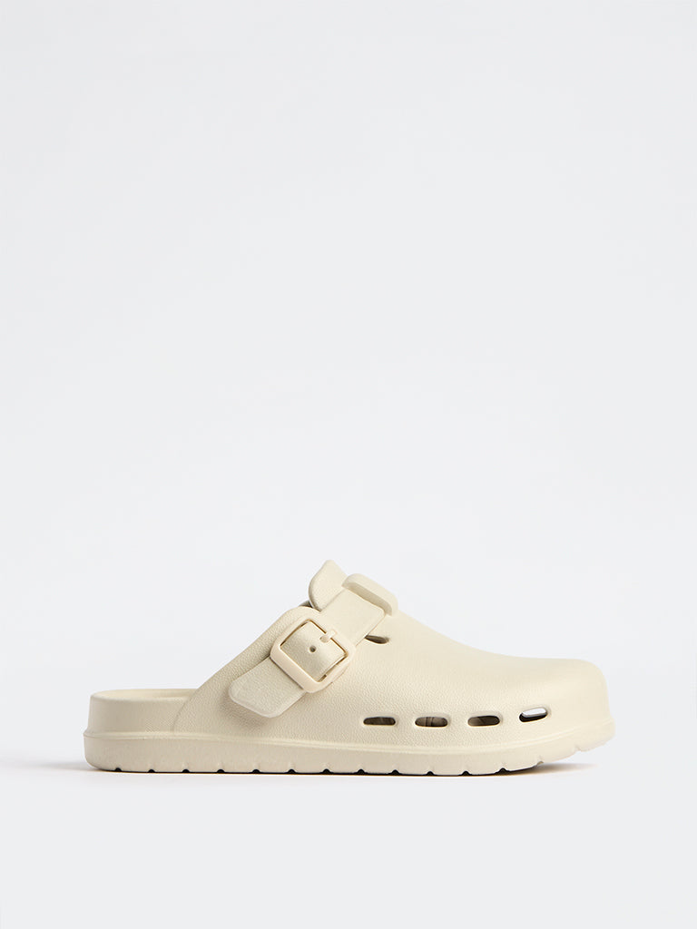 SOLEPLAY Off-White Perforated Clogs