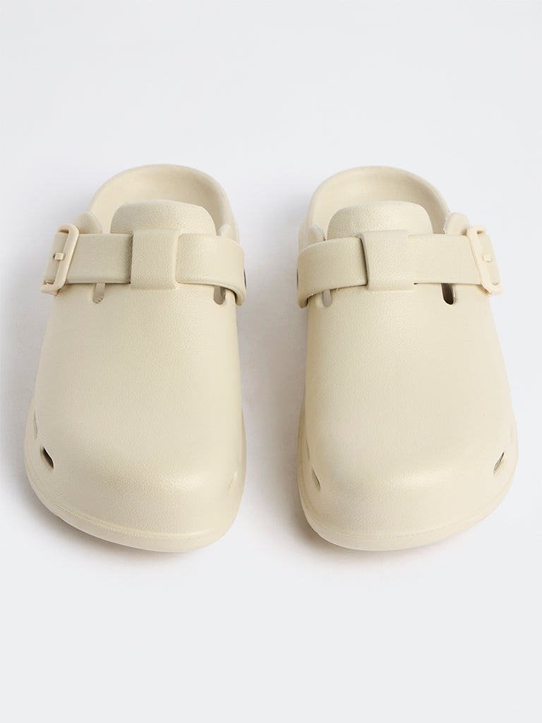 SOLEPLAY Off-White Perforated Clogs
