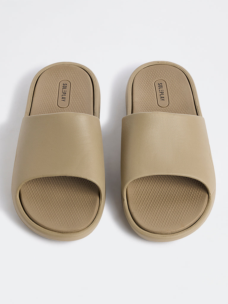 SOLEPLAY Taupe Textured Slides