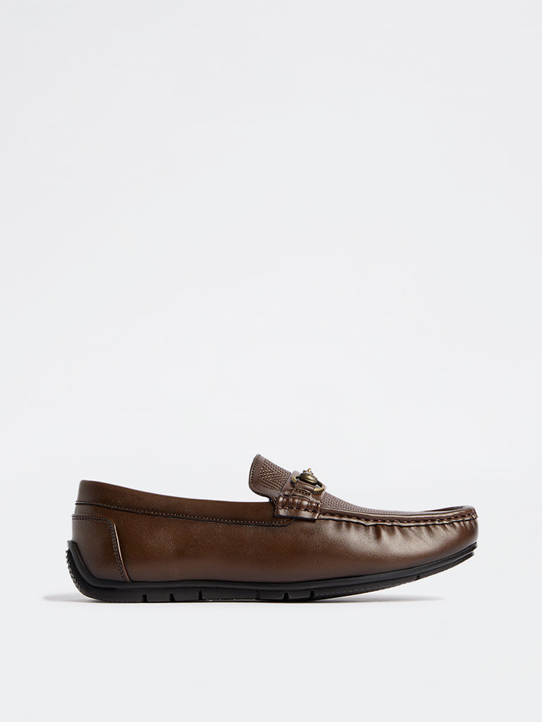 SOLEPLAY Brown Chevron Textured Loafers