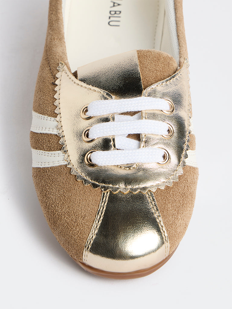 LUNA BLU Brown Sneaker-Style Suede Ballerinas