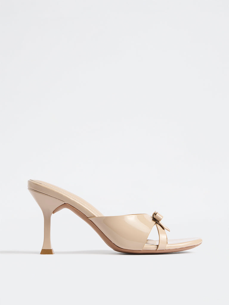 LUNA BLU Ivory Bow-Detail Mule Heel Sandals