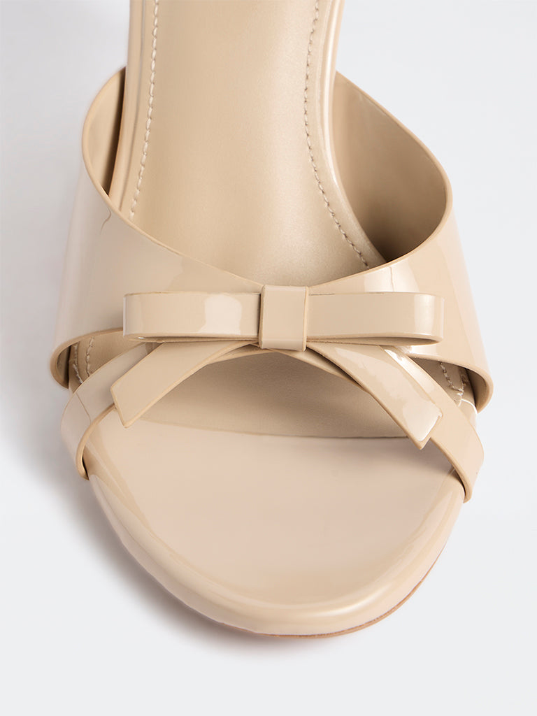 LUNA BLU Ivory Bow-Detail Mule Heel Sandals