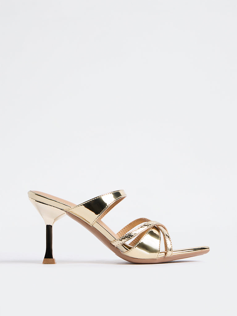LUNA BLU Gold Heel Sandals
