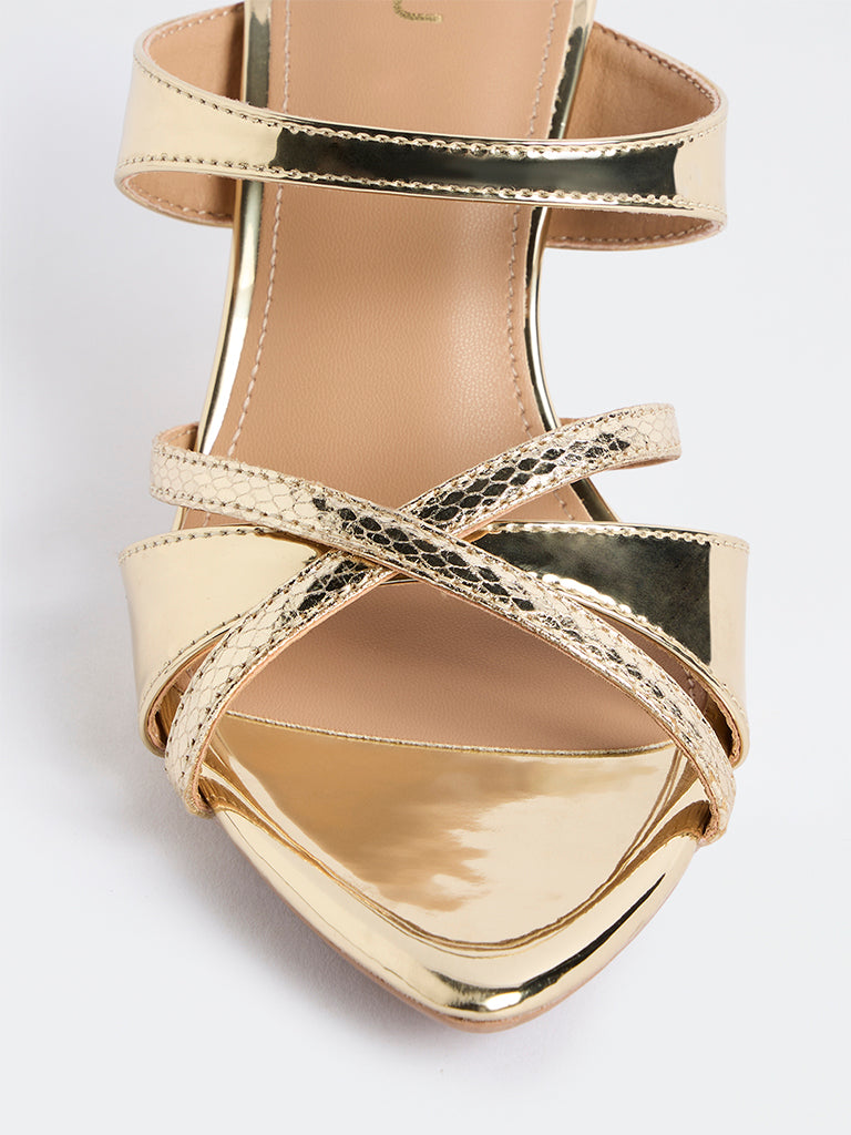LUNA BLU Gold Heel Sandals