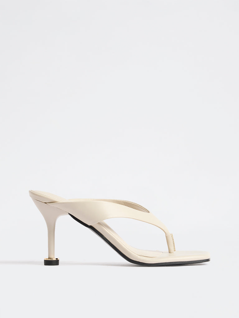 LUNA BLU Ivory Thong-Strap Heel Sandals