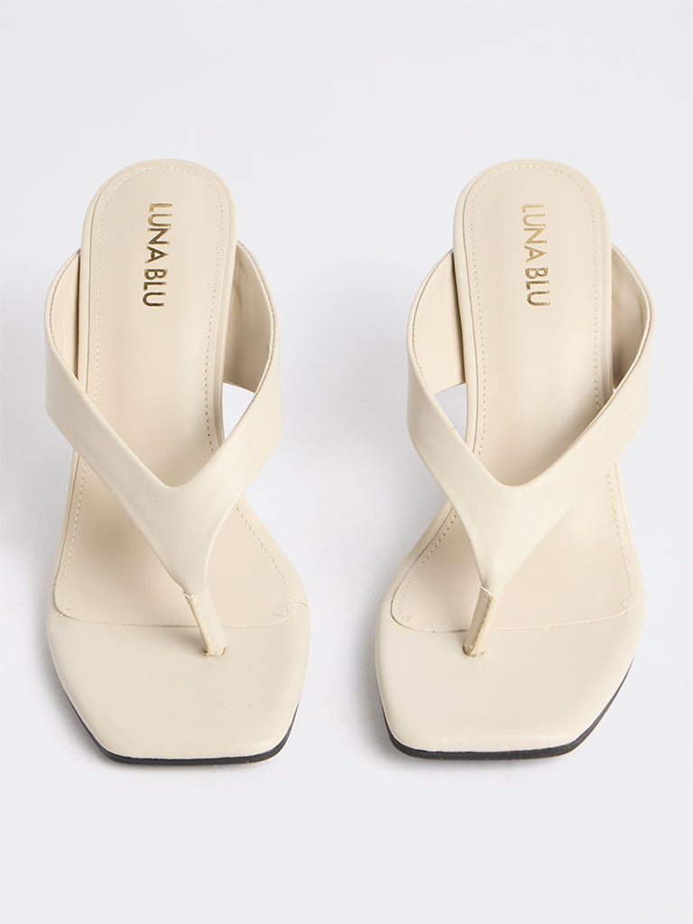 LUNA BLU Ivory Thong-Strap Heel Sandals