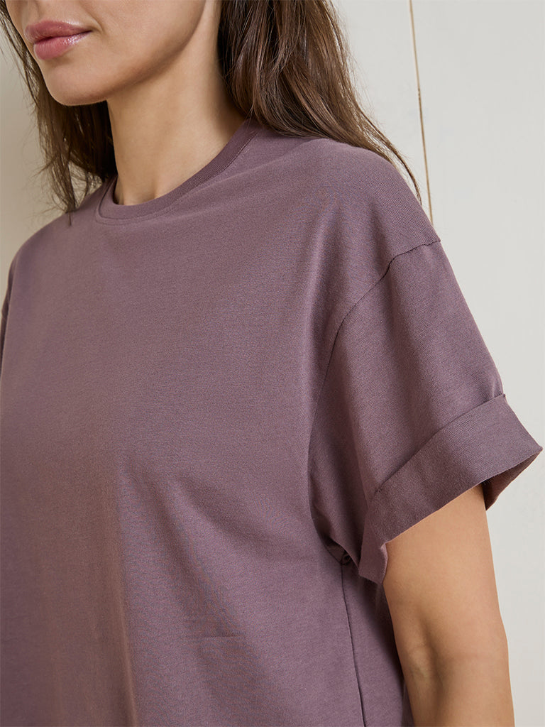 Wunderlove Mauve Solid Cotton T-Shirt