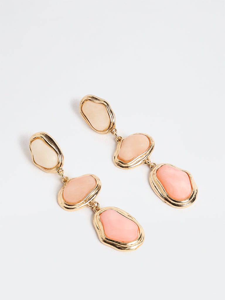 Westside Accessories Pink Stone Statement Dangler Earrings