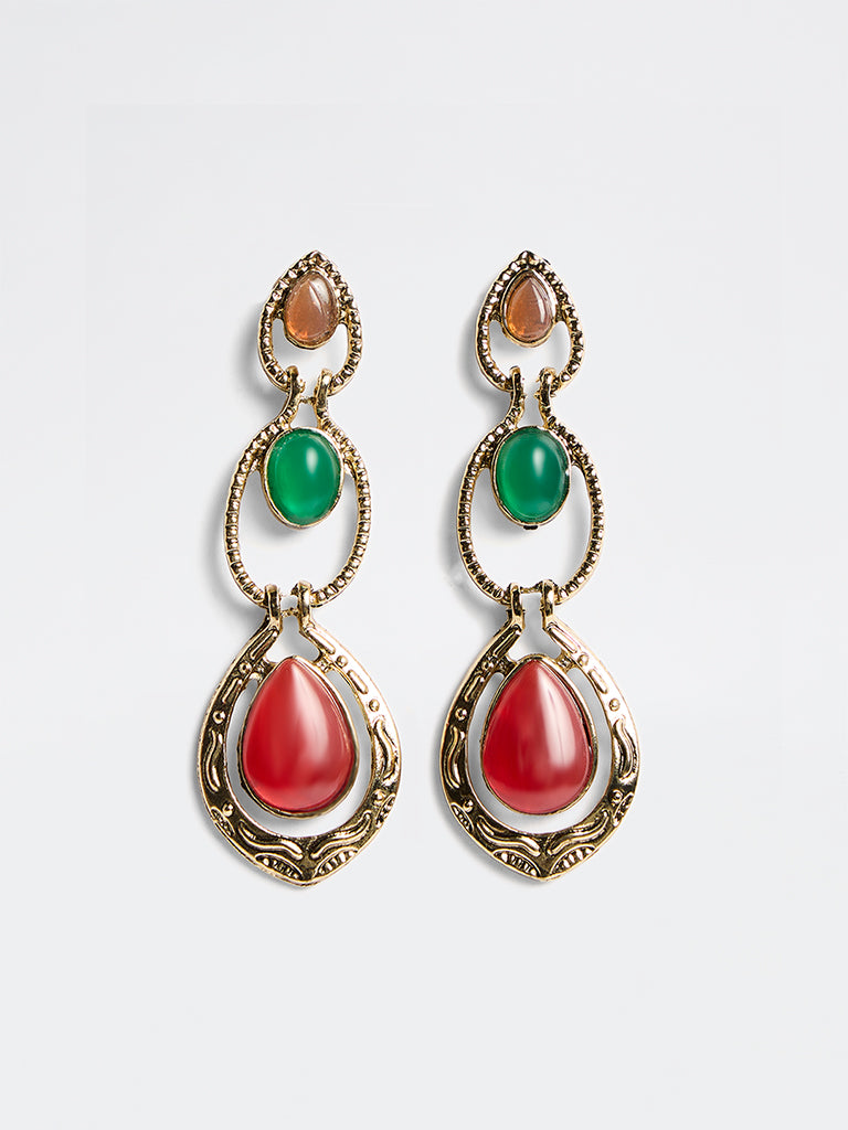 Westside Accessories Multicolour Stone Statement Dangler Earrings
