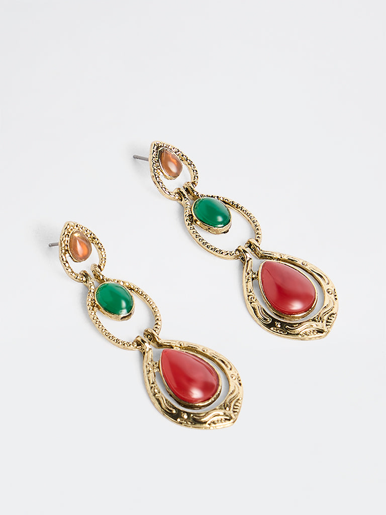 Westside Accessories Multicolour Stone Statement Dangler Earrings