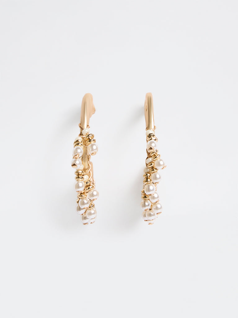 Westside Accessories Gold Beaded Hoop Earrings