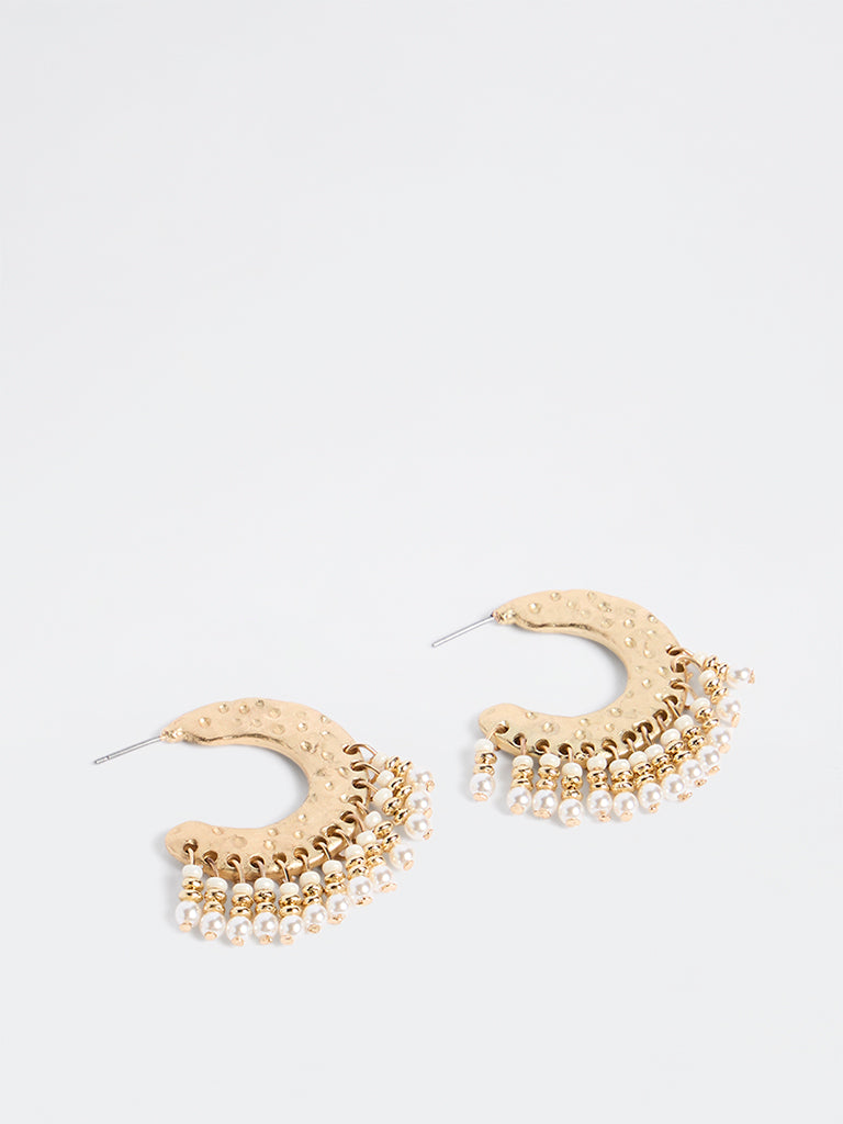 Westside Accessories Gold Beaded Hoop Earrings