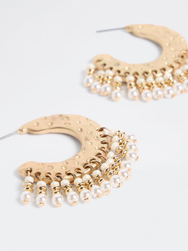 Westside Accessories Gold Beaded Hoop Earrings