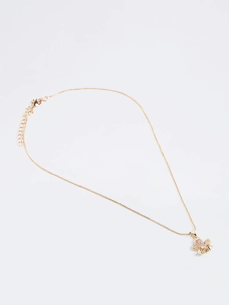Westside Accessories Gold Floral Pendant Chain Necklace