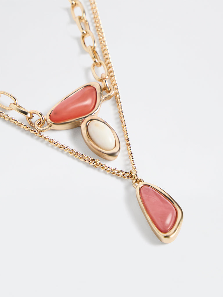 Westside Accessories Pink Stone Layered Necklaces - Pack of 2