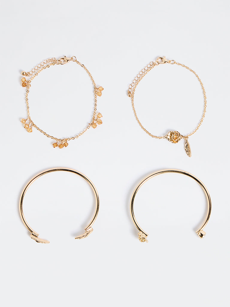 Westside Accessories Gold Foliage Design Earrings