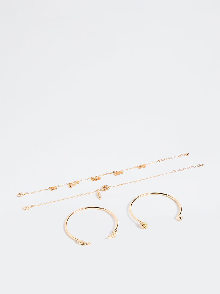 Westside Accessories Gold Foliage Design Earrings