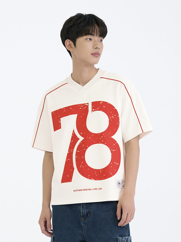 Boys Off-White Numerical Printed T-Shirt