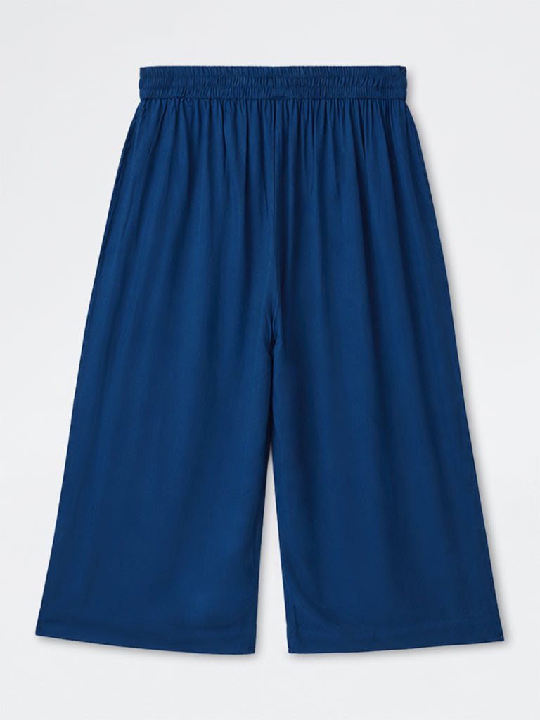 Diza Dark Blue Solid Pants
