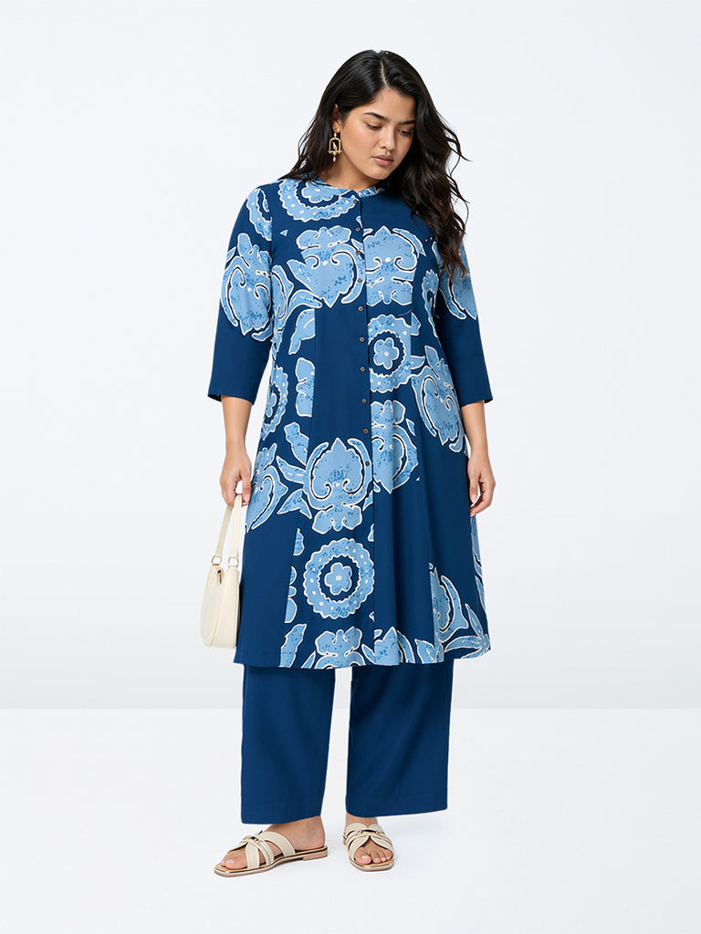Diza Dark Blue Solid Pants