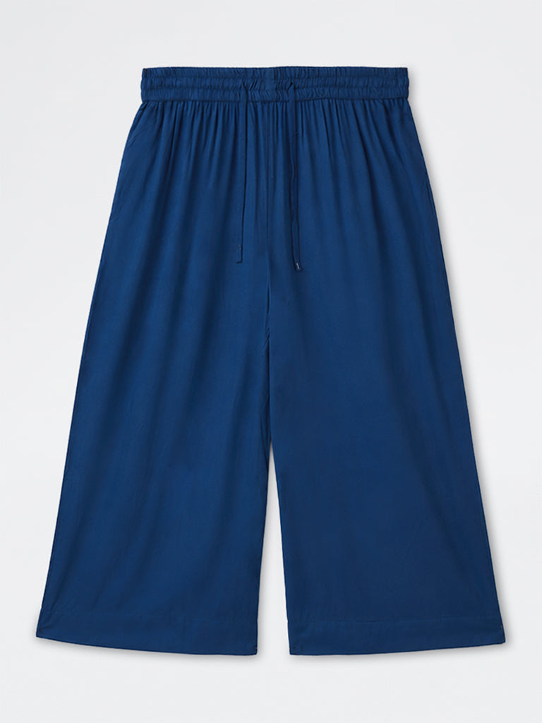 Diza Dark Blue Solid Pants