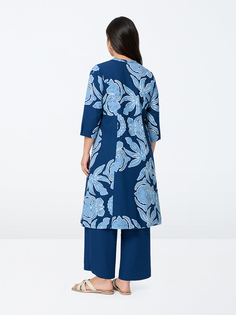 Diza Dark Blue Solid Pants