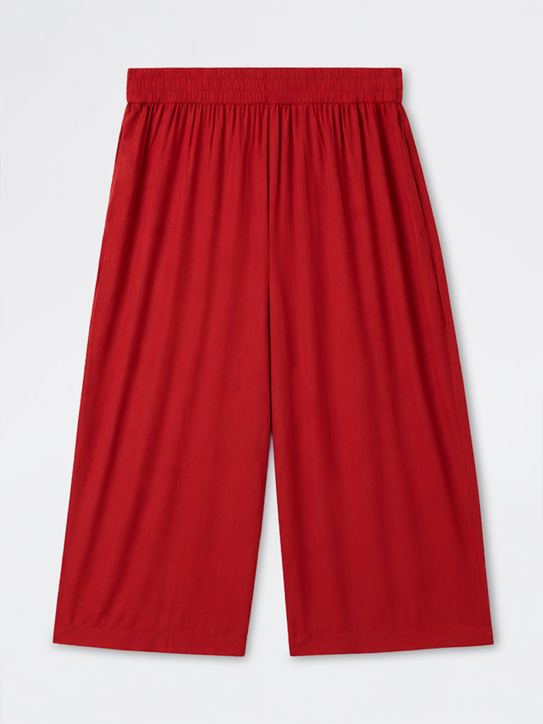 Diza Red Solid Pants