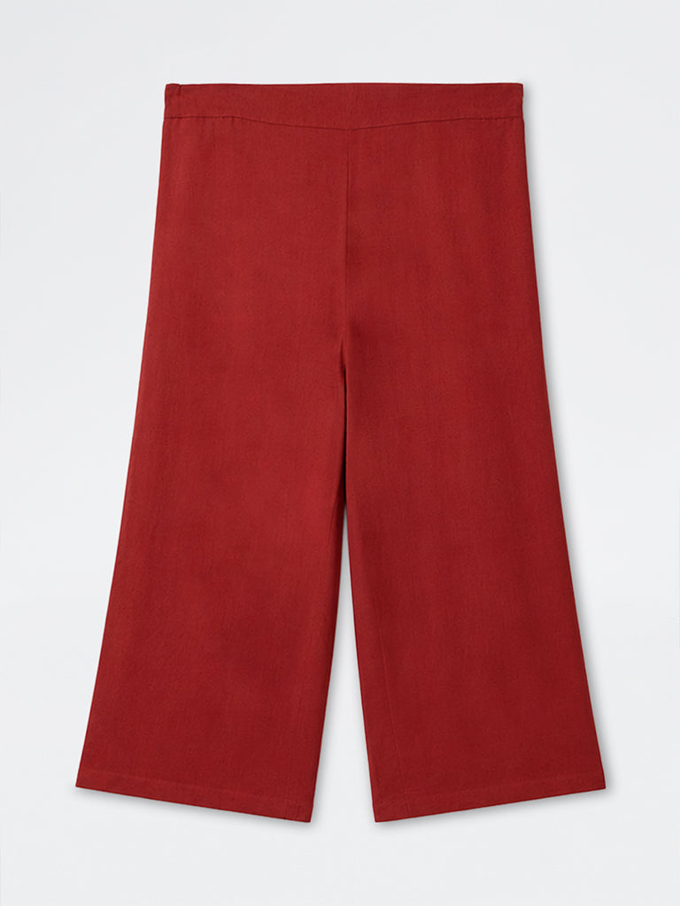 Diza Maroon Solid Pants