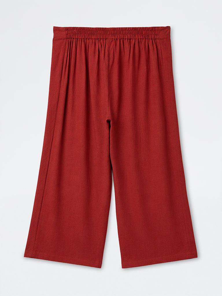 Diza Maroon Solid Pants