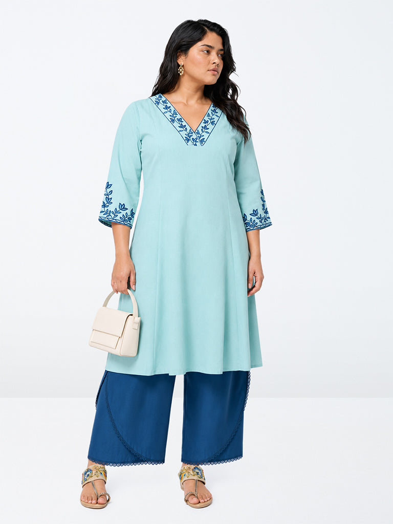 Diza Dark Blue Solid Pants