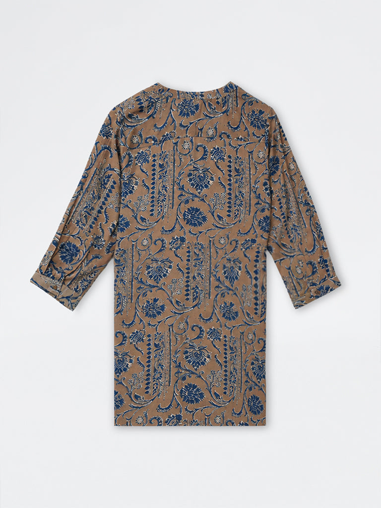 Diza Brown Foliage Pattern Tunic