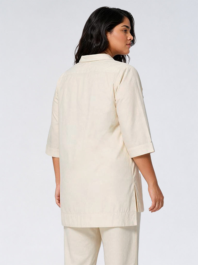 Diza Ivory Floral Embroidered Tunic